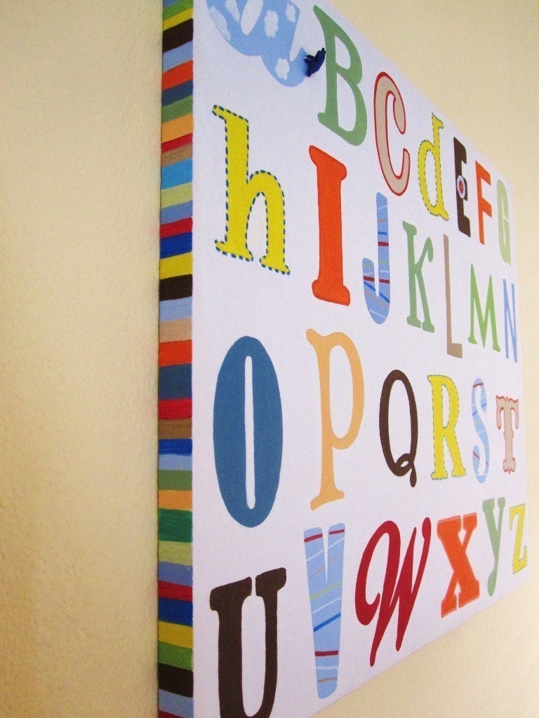 Bright ABC's Canvas Nursery Kids Wall Art 16x20