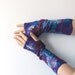 Felted fingerless gloves Mittens - Dark blue burgund purple violet