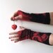 Felted fingerless gloves Mittens - Black Red gift under 50