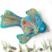 Felted fish purse cosmetic Fish blue Metal Frame octopurse