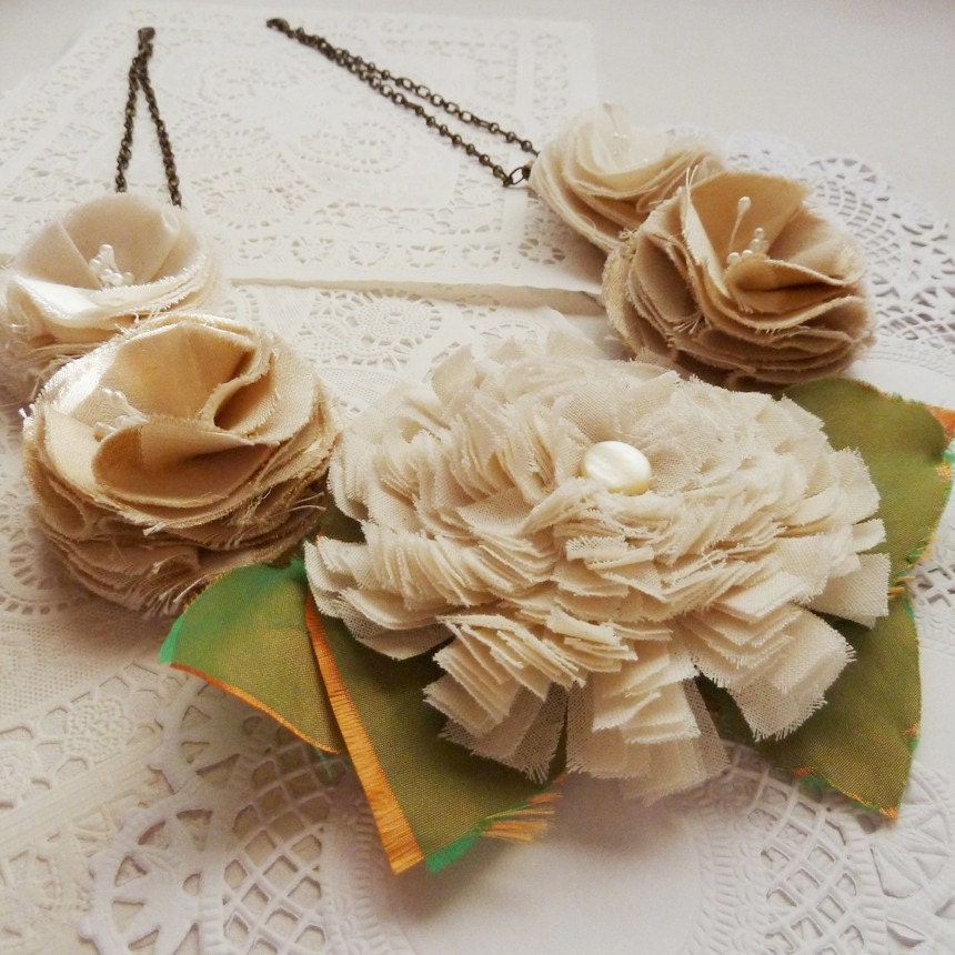 two pattern shabby chic cream fabric necklace tutorial two pattern shabby chic cream fabric necklace tutorial