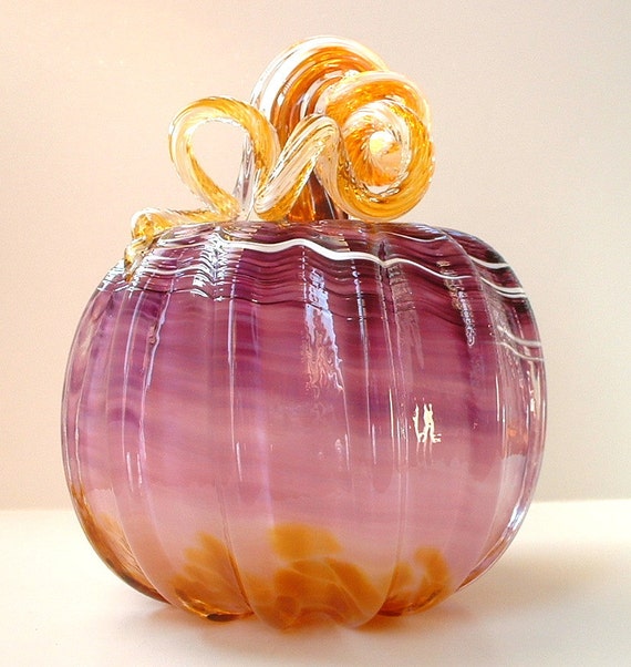 Hand Blown Large Purple Glass Pumpkin by ajjewelrydesigns on Etsy