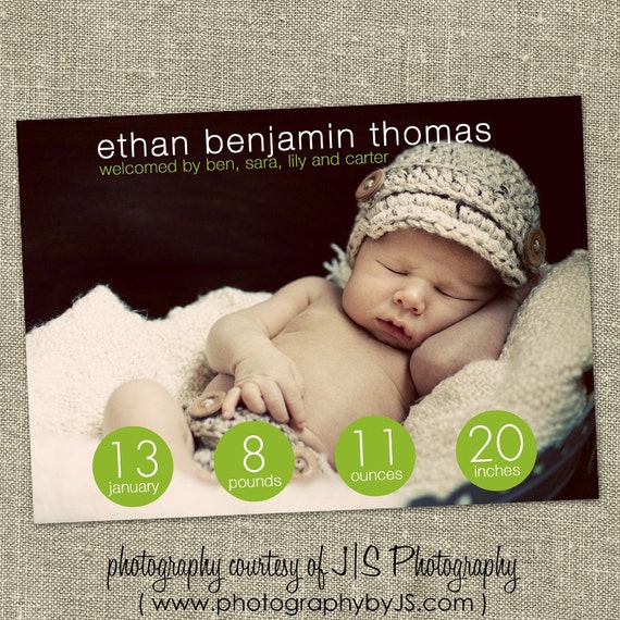 Items similar to baby boy birth announcement "Stats" on Etsy