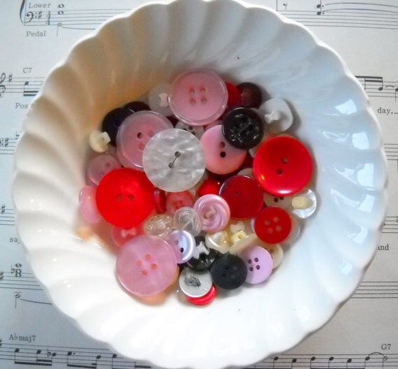 Charming Lot of Vintage Buttons Set of 75 Sweet Valentine