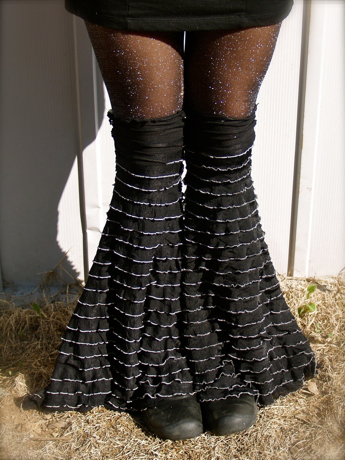 Flared BellBottom Thigh High Boot Covers/ Leg Warmers Black