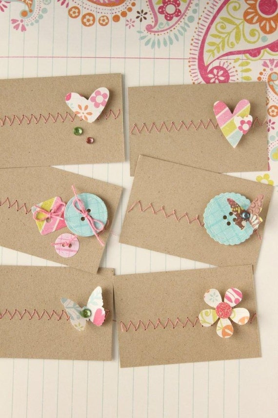 Mini Greeting/Note Cards Easel Style Blank set of 6 with