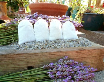 Lavender Sachets in muslin bags, organically grown in the Pacific Northwest United States, set of 4 for 6 dollars