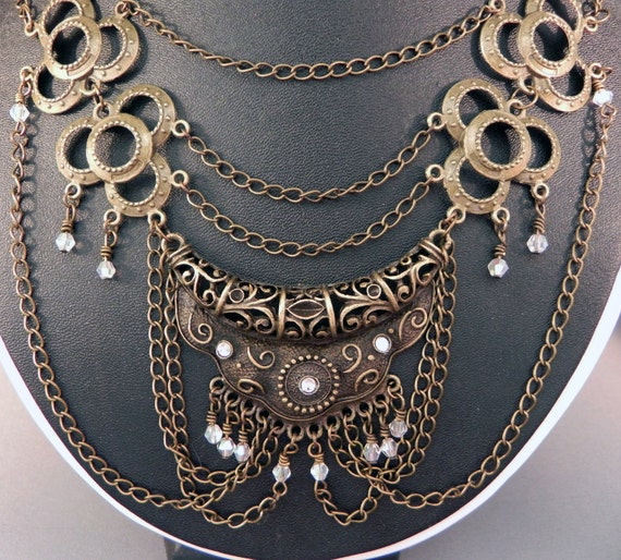 Necklace Elegant Brass Neo-Victorian Metals Steampunk Necklace Now On Sale! by WalkerKDesigns steampunk buy now online