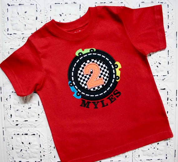 Items similar to VROOM, VROOM Custom Race Car Applique Birthday Shirt