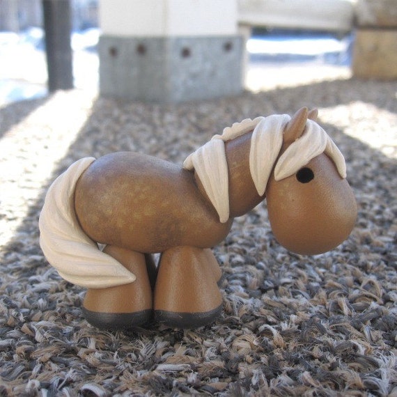 Dapple Palomino painted clay horse by SpottedHorseKorral on Etsy
