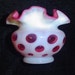 Vintage Fenton Coin Dot Crandberry Opalescent Ruffled Vase