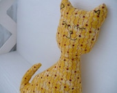 Plush Cat Yellow with Pink Squiggles