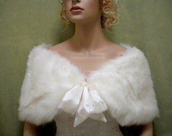 Ivory faux fur shawl faux fur wrap faux fur shrug faux fur stole C002
