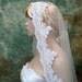Mantilla bridal wedding veil alencon lace white fingertip