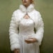 White faux fur jacket shrug bolero Wrap FB002-White