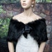 Custom listing for 2 Black faux fur bridal wrap shrug stole shawl Cape C002-Black