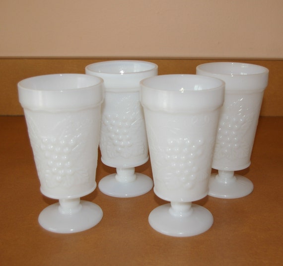 Milk Glass Drinking Glasses or Parfait By Anchor Hocking A