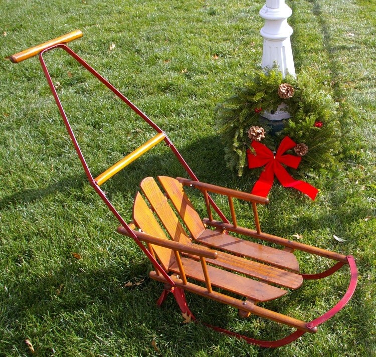 Antique Childs Push Sled or Christmas Decoration by bettysworld4u