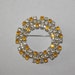 Yellow Rhinestone Brooch with Clear Rhinestones Circular Vintage 1970's