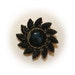 Black Glass Marquis Brooch Vintage 1970's 1980's