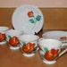 Girls Starter Tea Set, 8 Pieces, Orange, Hibiscus, Hand Painted, M K Porcelain, Japan, Vintage