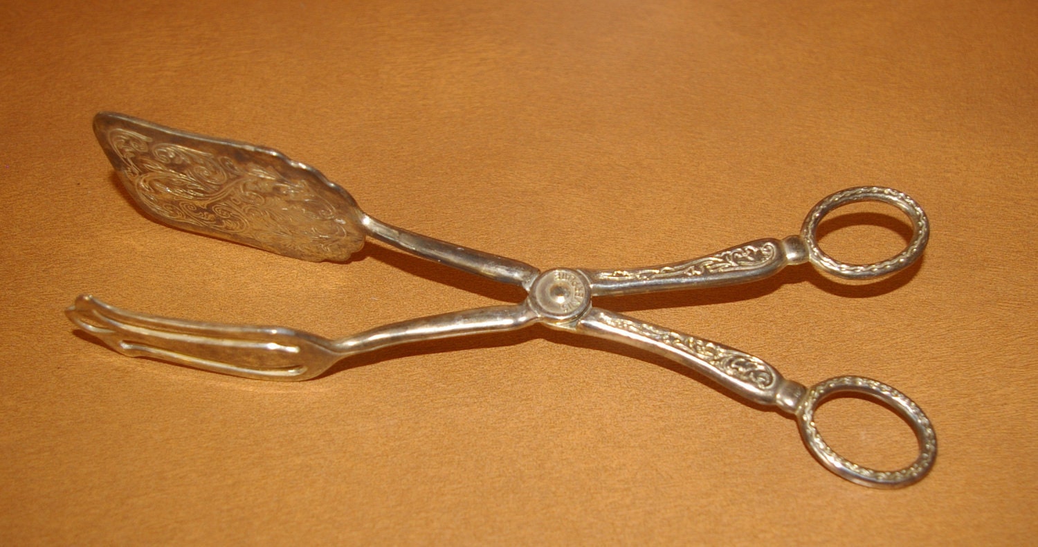 Vintage Serving Tongs Silver Plated 1950's or earlier