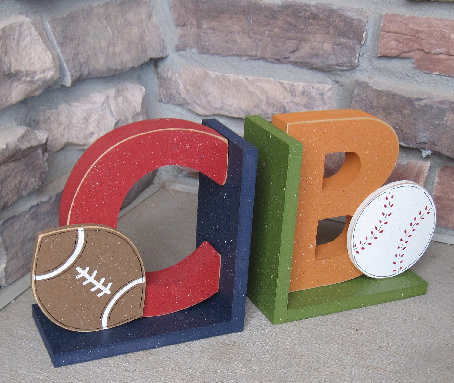 Personalized sports themed bookends for children library