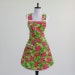 Retro Christmas Apron Lime Green with Pink and Red Poinsettias