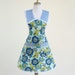 Plus Size Vintage Style Blue and Green Retro Full Apron