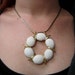CIRCLE of SHELLS NECKLACE, Upcycled Jewelry, Resin Clam SeaShell Pendant, Repurposed, Beach, Seaside, Under 10 Dollars