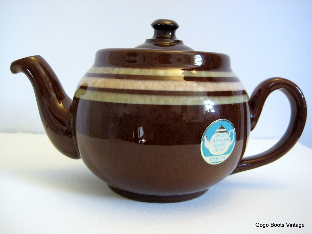 Vintage Little Brown Redware Teapot