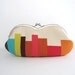LAST ONE sunglass / eyeglasses case- stripe on beige -red- snap case- frame purse
