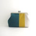 Handmade Frame Purse/ Wallet / Pouch-- linen stripe patchwork