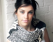 Handmade Snood Fashion Knitted Geometric Black and White - Ghucci Snood- by Knit Mystique