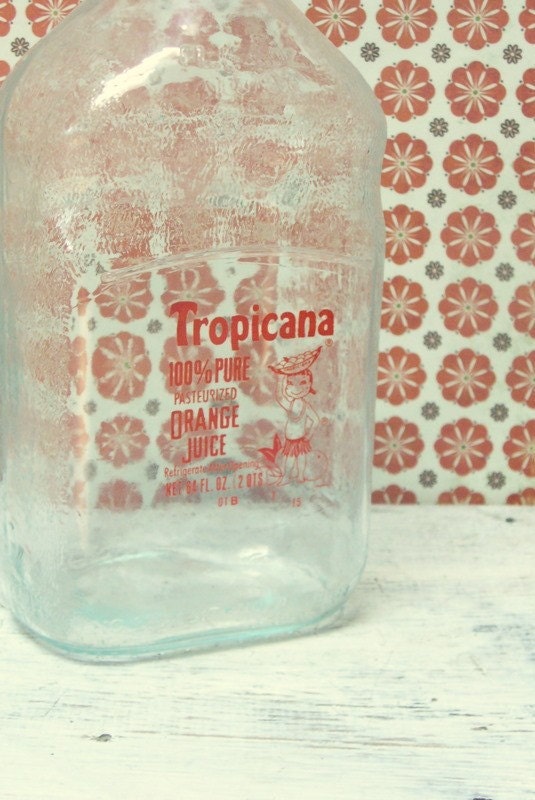Vintage Tropicana Orange Juice Glass JarJugTwo