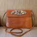 RESERVED for Emma Furla Envelope Purse Vintage 1980s Croc Embossed Leather Artsy Elegant Mixed Metal Embellished Flap Flat Out Gorgeous