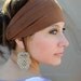Knit Headband - Brown Neutral Hairband, Yoga Bohemian