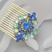 30% OFF Sapphire Something Blue Rhinestone Hair Comb Repurposed Vintage