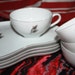 Vintage Fukagawa Arita Wheat Pattern - set of 4 coffee cups and snack trays