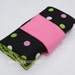 Knitting Needle Case for Interchangeable Tips and Circulars -Bright Polka Dots in Hot Pink & Green, with Accessory Clasp