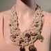 ELEGANT RUSTIC NECKLACE - 2012 Collection, Freeform Crocheted, Italian Pure Linen, Acrylic & Metallic Balls