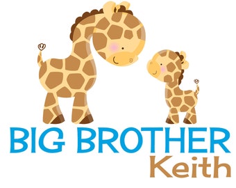 Personalized Adorable Giraffes Big Brother Shirt or Bodysuit - Perfect for the big bro or to announce a pregnancy