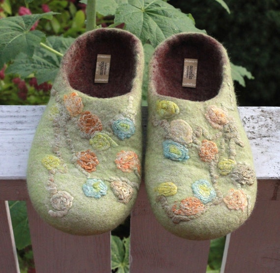 Felted slippers handmade pastel autumn Ready to ship