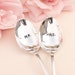 Mr. Mrs. Spoons: Hand Stamped Wedding Silverware Coffee Spoons Silver Plated Stamped Spoon 1985 Enchantment New