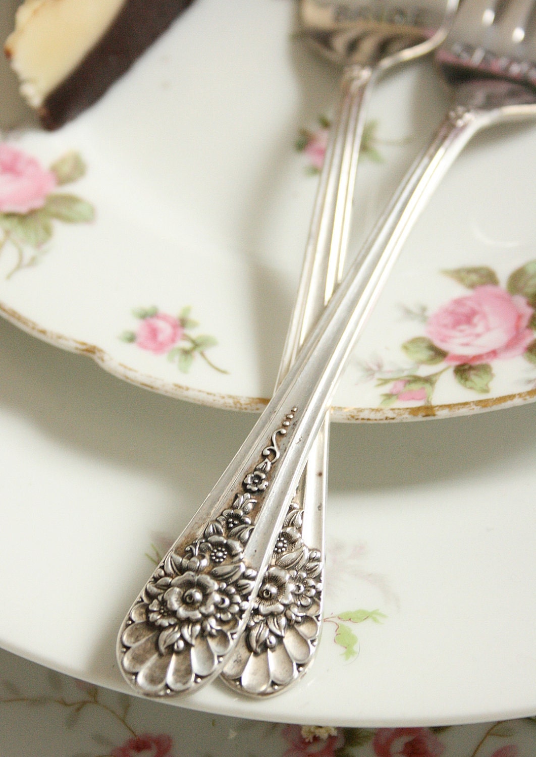 Bride and Groom forks silver plated wedding cake forks hand