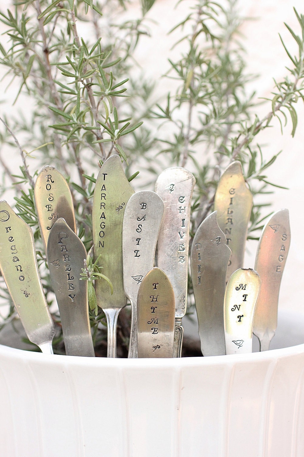 11 Rustic Silverware Garden Markers Herbs Set by BeachHouseLiving
