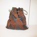 1970s Bohemian LEather patchwork Purse / drawstring sack / bag