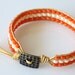 HOLIDAY SPECIAL 75% OFF, Leather Beaded Bracelet, Golden Leather, Orange Beads, Knotted Bracelet, Teens Bracelet, Girls Bracelet