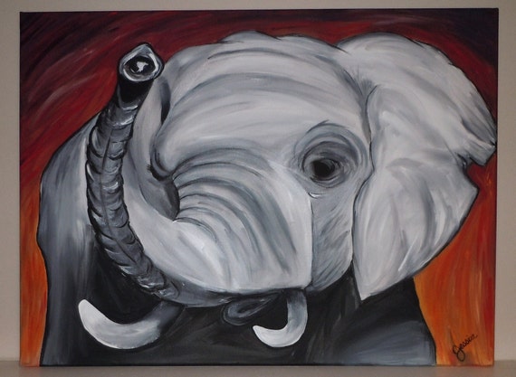 Items similar to Elephant Acrylic Painting on Etsy