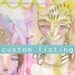 Custom Painting / Mixed Media Original Art Whimsical Female Bird Striped Kitty Cat Animal Portrait